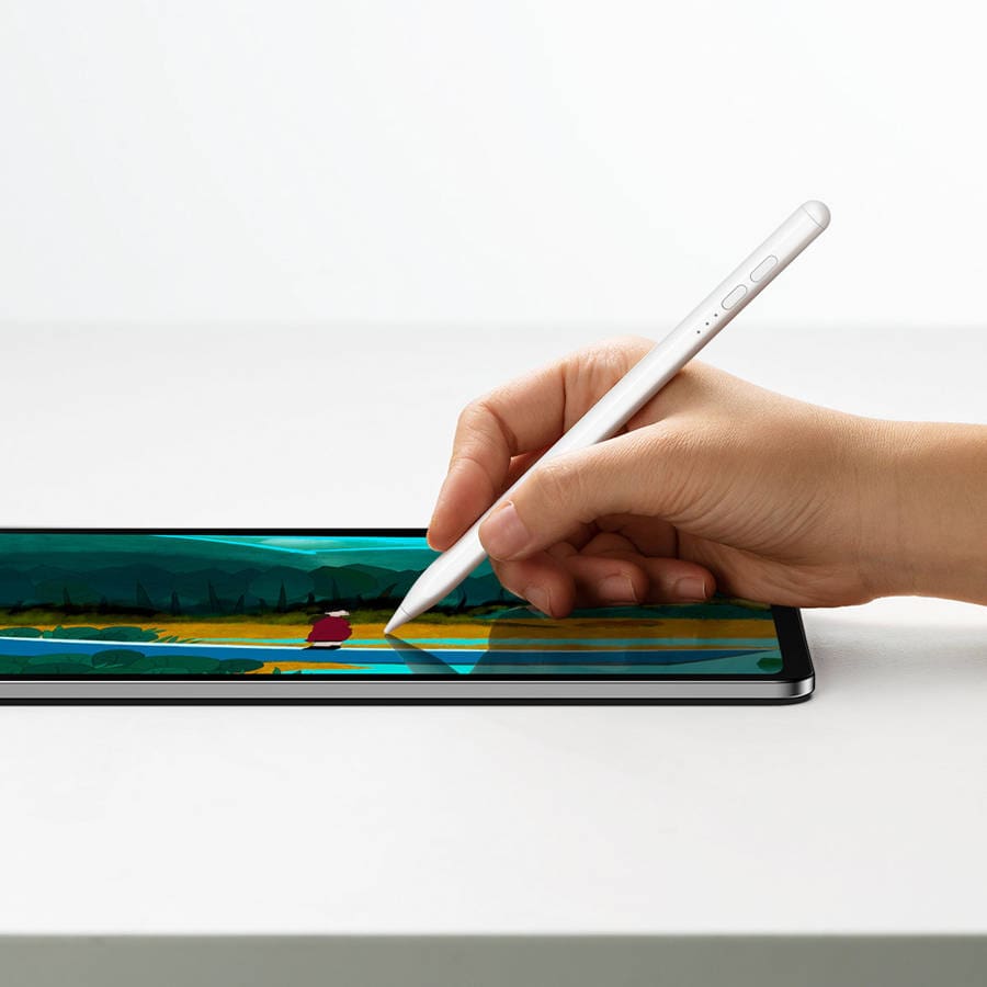Baseus Smooth Writing Active Stylus Stylus Pen with LED Indicator for iPad White + USB-C 3A 0.3m Power Cable and Active Replaceable Tip (SXBC000202)