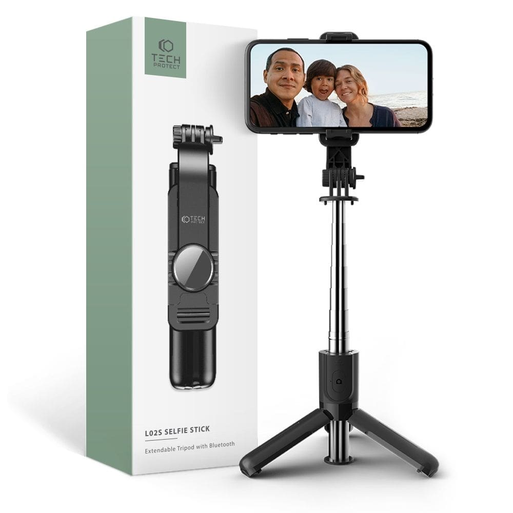 Tech-Protect L02S Bluetooth Selfie Stick Tripod Black