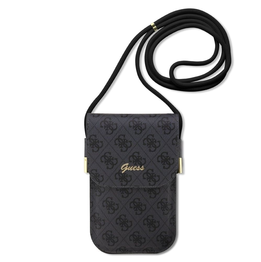 Guess PU 4G Metal Logo Script Wallet Phone Bag Black