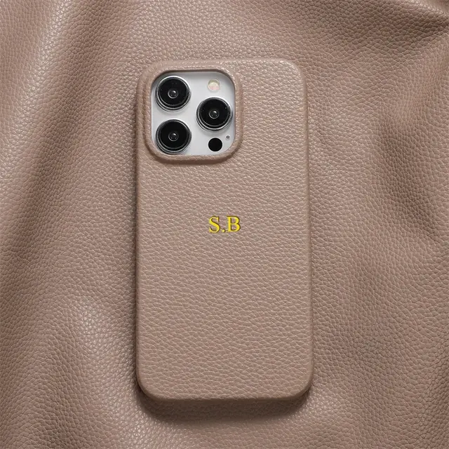 BHcase Leather Monogram Light Tan iPhone 13 Tok